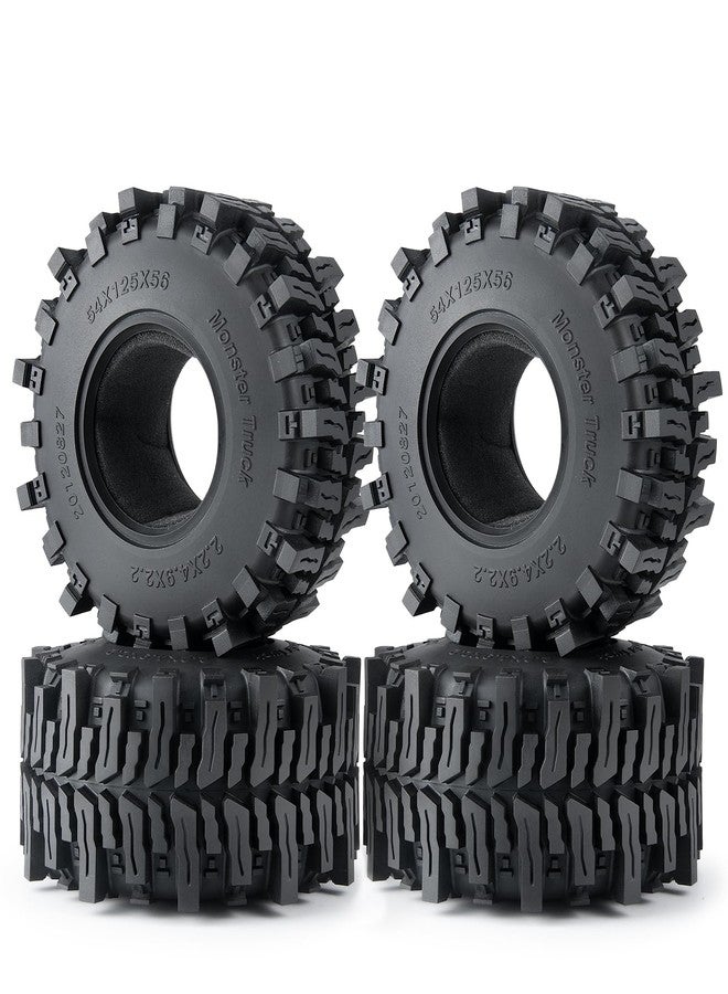 RCHUBAM 2.2" RC Crawler Tires 4Pcs Deep Claw Tread Mud Terrain Rubber Wheel Tires with Insert Foam 125 * 56mm for for 1/10 RC Crawler Wraith SCX10 AXI03004 Capra Axial SCX10 Upgrade Accessories - Image 2